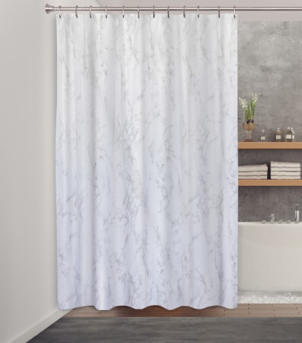 HD Designs Fabric Shower Curtain - Gray Marble Perspective: front