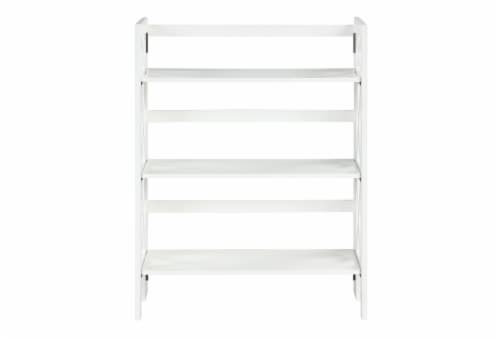 Everyday Living 3-Shelf Folding White Bookcase Perspective: front
