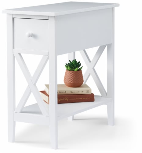 Everyday Living X Side Table with Drawer - White Perspective: front