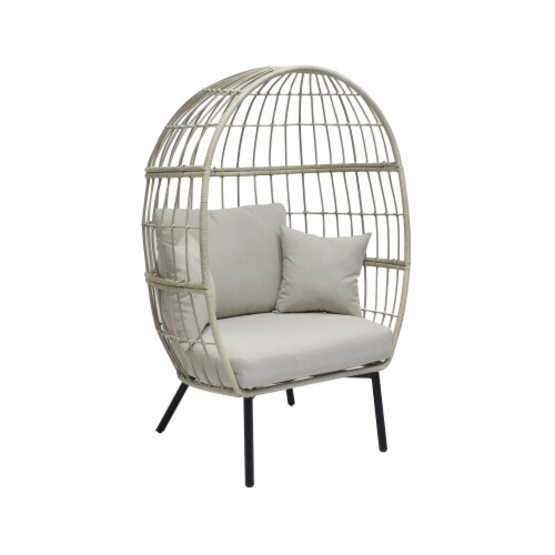 Dash of That Aria Wicker Egg Chair - White Perspective: front