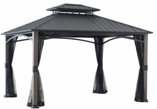 HD Designs Outdoors® Hardtop Gazebo with Netting Perspective: front