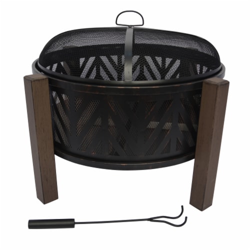 HD Designs Outdoors® Round Steel Firepit - Black Perspective: front