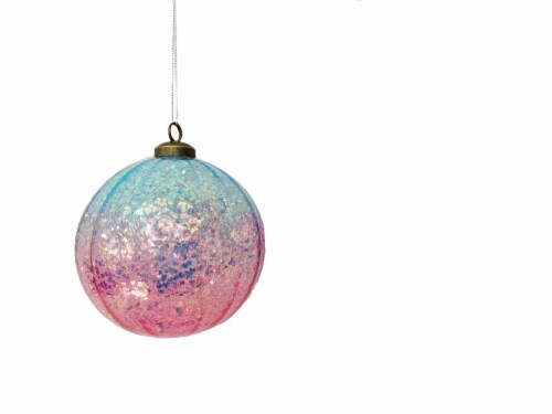 Holiday Home™ Pink/Blue Ombre Round Christmas Ornament Perspective: front