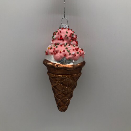 Holiday Home Ice Cream Cone Christmas Ornament Perspective: front