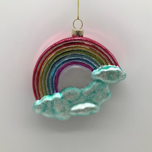 Holiday Home Glass Rainbow Christmas Ornament Perspective: front
