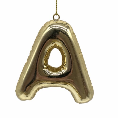 Holiday Home Monogram A Balloon Christmas Ornament - Gold Perspective: front