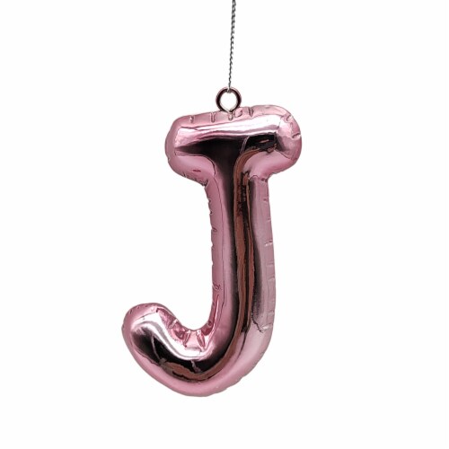 Holiday Home Monogram J Balloon Christmas Ornament - Purple Perspective: front