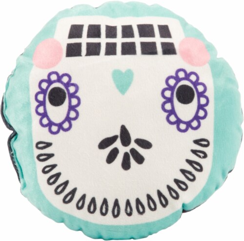 HD Designs® Holiday Skull Mini-Pillow - Teal/White Perspective: front
