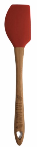 Holiday Home Harvest Etched Happy Fall Spoonula - Red/Natural Perspective: front