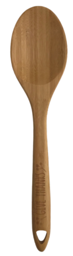 Holiday Home Harvest Etched Wooden Spoon - Natural Perspective: front
