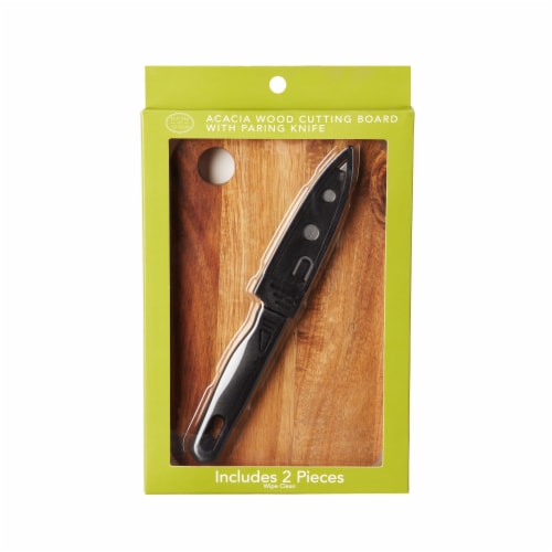 Small Wooden Cutting Board with Knife