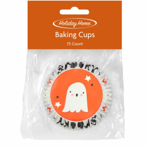 Holiday Home™ Boo Baking Cups - Orange/White Perspective: front