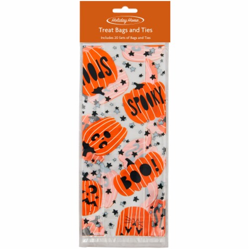 Holiday Home™ Pumpkin Halloween Treat Bags Perspective: front