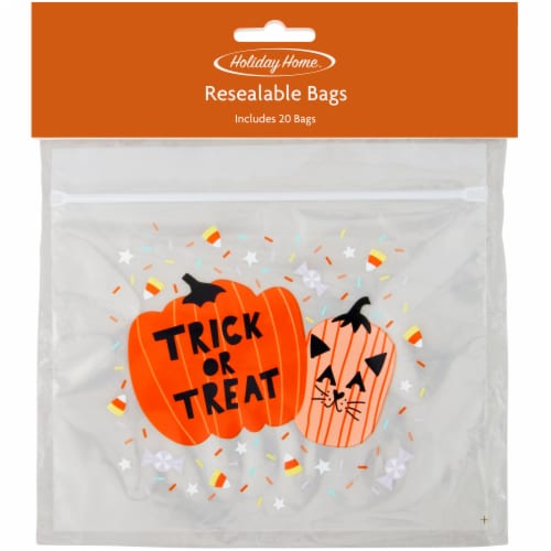 Holiday Home™ Resealable Trick or Treat Bags Perspective: front