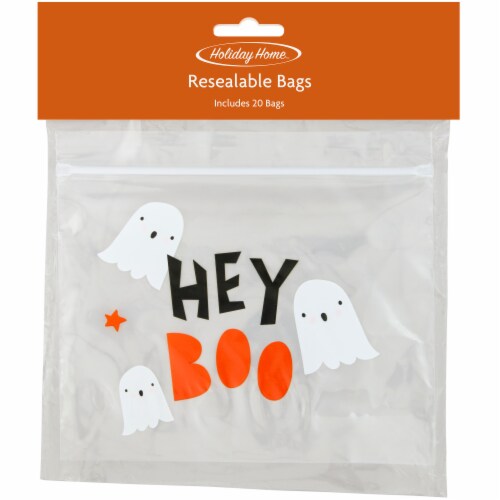 Holiday Home™ Hey Boo Resealable Trick or Treat Bags Perspective: front
