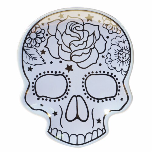 Holiday Home All Hallows Skull Tidbit Plate - White Perspective: front