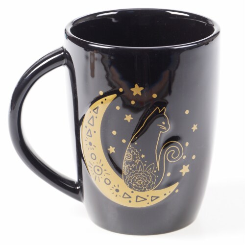 Holiday Home All Hallows Crystal Moon Mug - Black/Gold Perspective: front