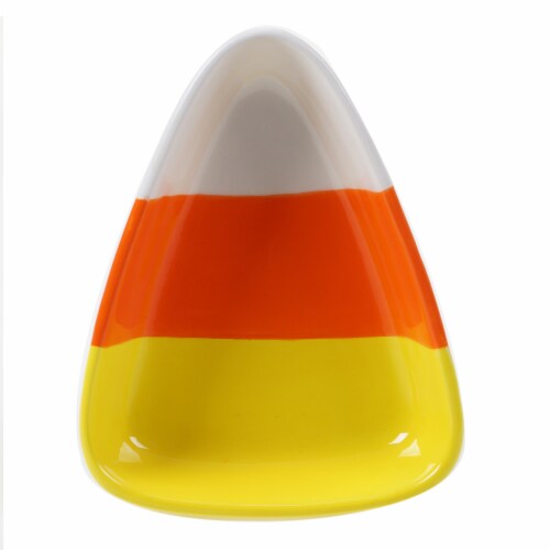 Holiday Home Candy Corn Tidbit Plate Perspective: front