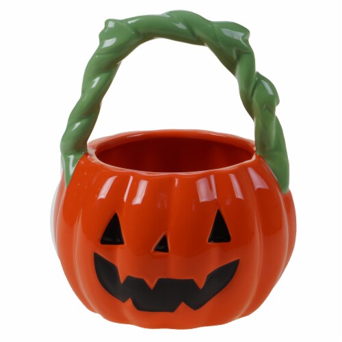 Holiday Home Pumpkin Candy Basket Perspective: front
