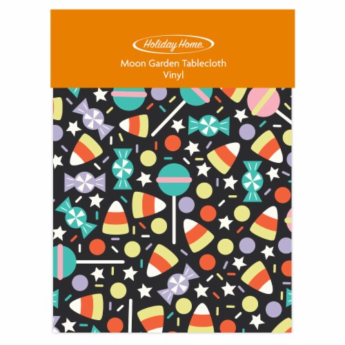 Holiday Home® Moon Garden Vinyl Candy Corn Tablecloth Perspective: front