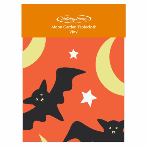 Holiday Home® Moon Garden Vinyl Bats Tablecloth Perspective: front