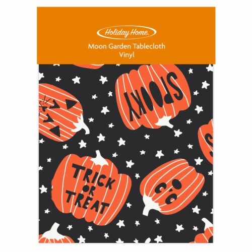 Holiday Home® Moon Garden Vinyl Pumpkin Tablecloth Perspective: front