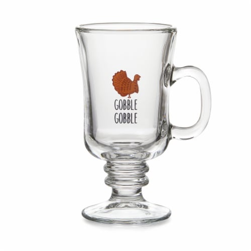 Holiday Home Gobble Gobble Footed Irish Coffee Glass Perspective: front