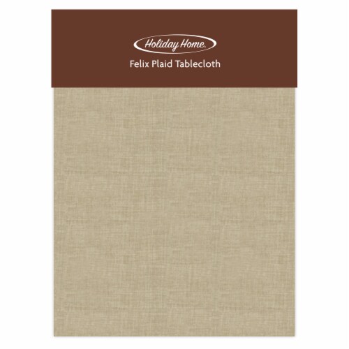 Holiday Home® Felix Plaid Round Tablecloth - Solid Tan Perspective: front