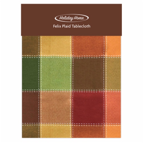Holiday Home® Round Felix Autumn Check Plaid Tablecloth Perspective: front