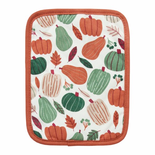 Holiday Home Pumpkin Print Pot Holder Perspective: front