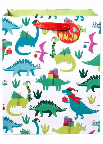 Holiday Home Cool Yule Dino Gift Bag Perspective: front