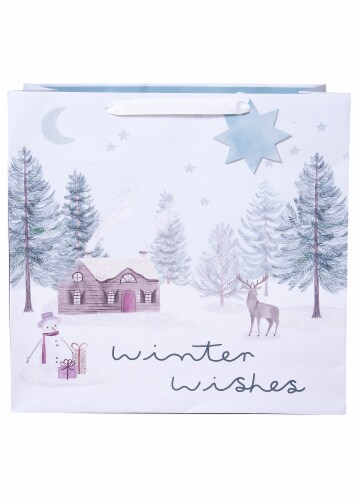 Holiday Home Jumbo Snowy Scene Gift Bag Perspective: front