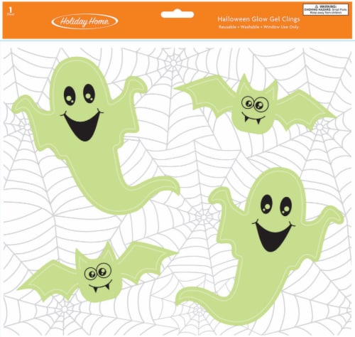Holiday Home® Halloween Glow In The Dark Ghosts Gel Window Cling Perspective: front