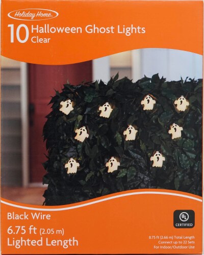 Holiday Home® 10 Halloween Ghost String Lights - Clear Perspective: front