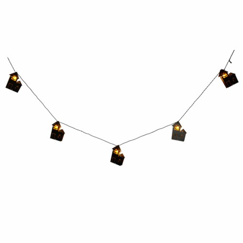 Holiday Home 5 Metal LED String Lights - Haunted House Perspective: front