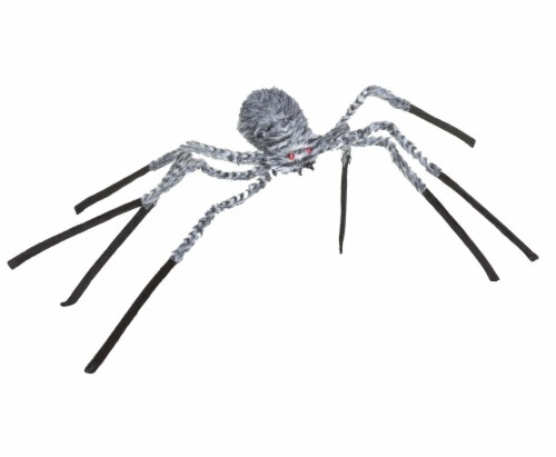 Holiday Home Posable Hairy Spider - Gray/Black Perspective: front