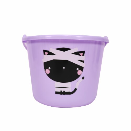 Holiday Home Mummy Cat Treat Bucket - Purple Perspective: front