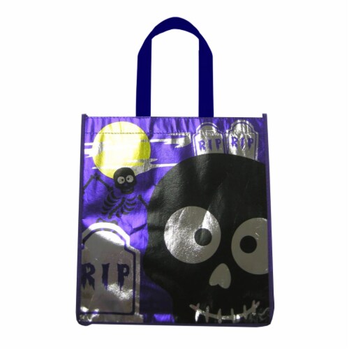 Holiday Home Reflective Skull Treat Bag - Purple Perspective: front
