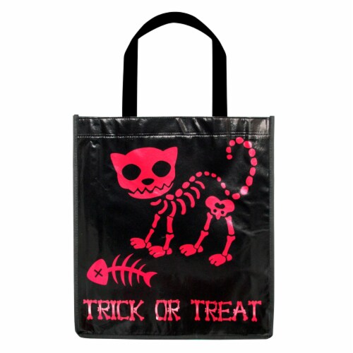 Holiday Home Skeleton Cat Reflective Treat Bag Perspective: front