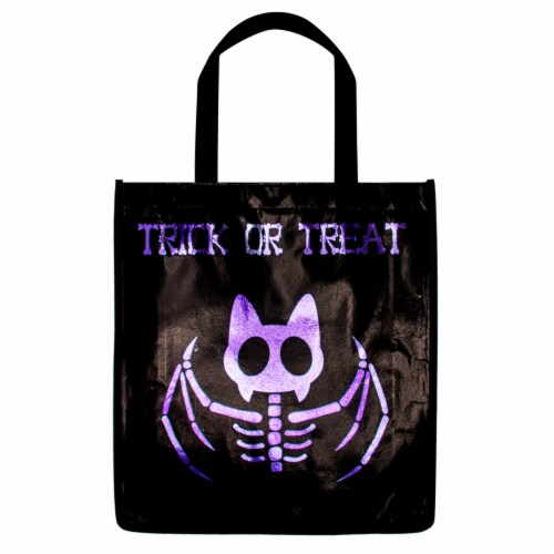Holiday Home Skeleton Bat Reflective Treat Bag Perspective: front