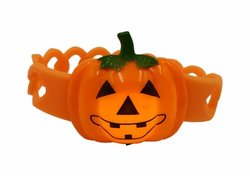 Holiday Home Flashing Pumpkin Wristbrand - Orange Perspective: front