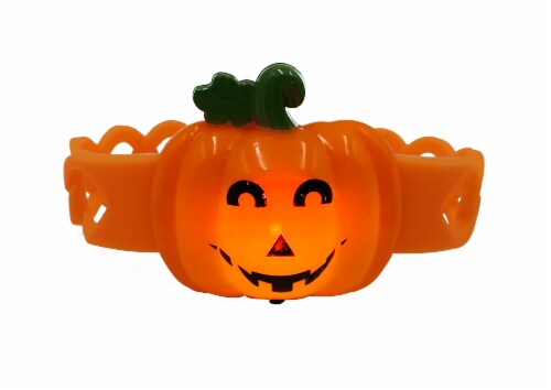 Holiday Home Flashing Pumpking Wristband - Orange Perspective: front