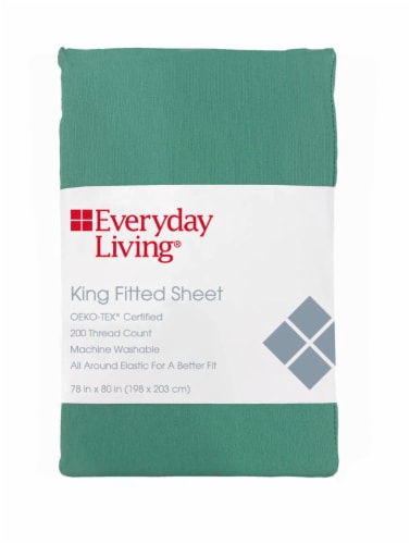 Everyday Living® Fitted Sheet - Green Perspective: front