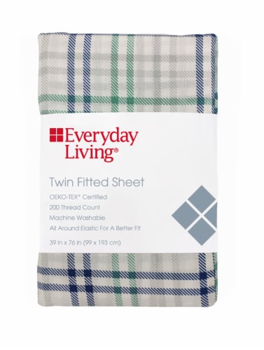 Everyday Living® 200 Thread Count Watson Plaid Fitted Sheet Perspective: front