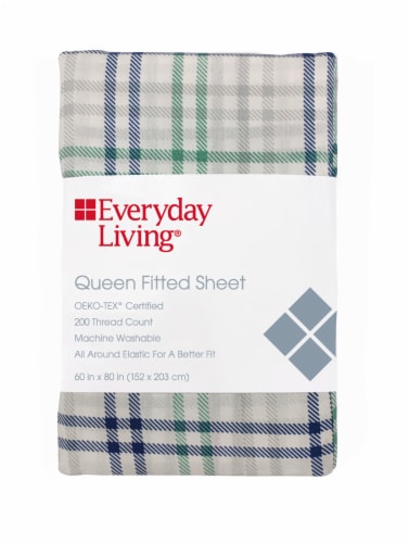 Everyday Living® 200 Thread Count Watson Plaid Fitted Sheet Perspective: front
