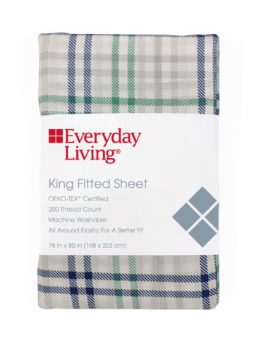 Everyday Living® 200 Thread Count Watson Plaid Fitted Sheet Perspective: front