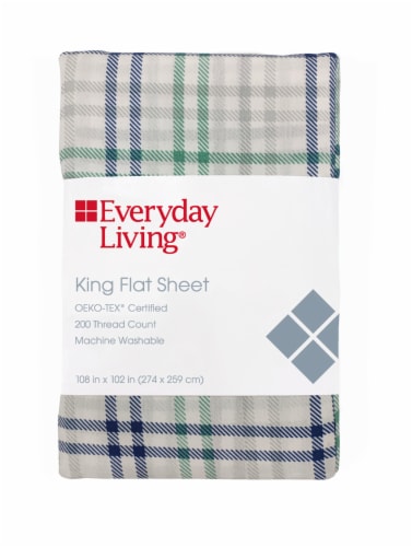 Everyday Living® 200 Thread Count Watson Plaid Flat Sheet Perspective: front