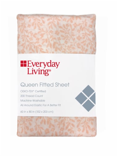 Everyday Living® 200 Thread Count Delicate Floral Fitted Sheet Perspective: front