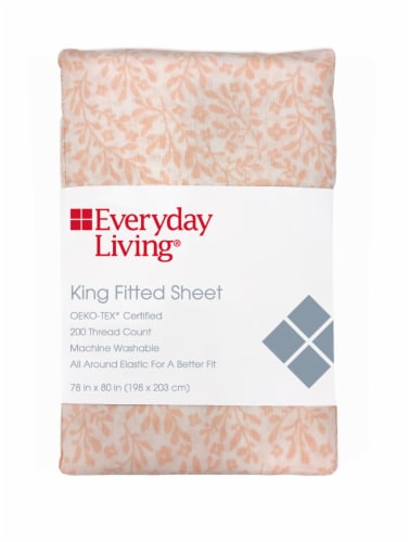Everyday Living® 200 Thread Count Delicate Floral Fitted Sheet Perspective: front