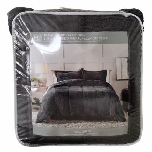 HD Designs Textured Solid Faux Fur Comforter Set, Full / Queen - Fred Meyer